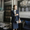 Autumn blazer with skirt set blue striped womens business suits women elegant skirt suits XL AA2926 YQ
