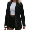 Blazer Elegant Single Breasted Button Blazer Coat Women Turn-down Collar Flap Pocket Office Jacket Long Sleeve Slim Cardigan