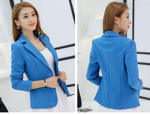New Blazer suit women Korean slim fashion long sleeve suit blazer patchwork show thin gray/Navy blue/wine red Small suit