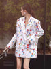 Casual Loose Print Blazer For Women Notched Long Sleeve Korean Straight Blazers Female 2022 Spring Autumn Clothing