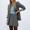 Casual Women Tweed Blazer Vintage Office Lady Jacket Coat Double Breasted Fall Winter Outerwear Female Chic Tops
