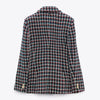 Casual Women Tweed Blazer Vintage Office Lady Jacket Coat Double Breasted Fall Winter Outerwear Female Chic Tops