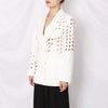 Chic Circle Hollow Out Design Long Sleeves Turn-down Collar Celebrity Party Club Femal Blazer