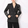Chic Circle Hollow Out Design Long Sleeves Turn-down Collar Celebrity Party Club Femal Blazer
