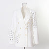 Chic Circle Hollow Out Design Long Sleeves Turn-down Collar Celebrity Party Club Femal Blazer