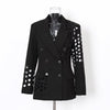 Chic Circle Hollow Out Design Long Sleeves Turn-down Collar Celebrity Party Club Femal Blazer