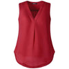 New Chiffon Womens V Neck Shirts Double Layered Pleated Blouse Office Tank Top Solid