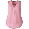 New Chiffon Womens V Neck Shirts Double Layered Pleated Blouse Office Tank Top Solid