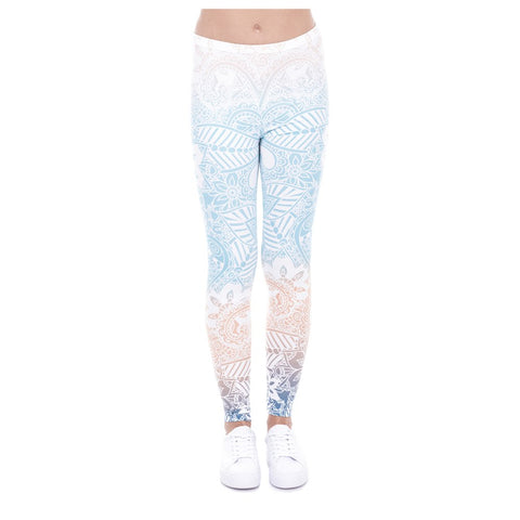 New Classic 3D Print Mandala Ombre Mint Leggings Girl Causal Jeggings Sexy Leggins Tayt Fitness Legging Calzas Mujer Soft Legins