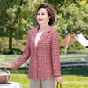 Classic Plaid Suit Coat Female Long Sleeve Blazers Office Ladies Slim Blazer Middle Aged Women Elegant Outerwear