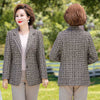 Classic Plaid Suit Coat Female Long Sleeve Blazers Office Ladies Slim Blazer Middle Aged Women Elegant Outerwear