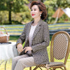 Classic Plaid Suit Coat Female Long Sleeve Blazers Office Ladies Slim Blazer Middle Aged Women Elegant Outerwear