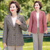 Classic Plaid Suit Coat Female Long Sleeve Blazers Office Ladies Slim Blazer Middle Aged Women Elegant Outerwear