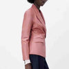 Commuter Autumn and Spring Women's Faux Leather Double Breasted Blazer Jacket and Pants