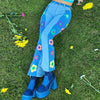 Cute Floral Jeans Women Y2K Patchwork High Waist Harajuku Straight Jeans Baggy Cargo Pants Capri Hipster Slim Fit Trousers