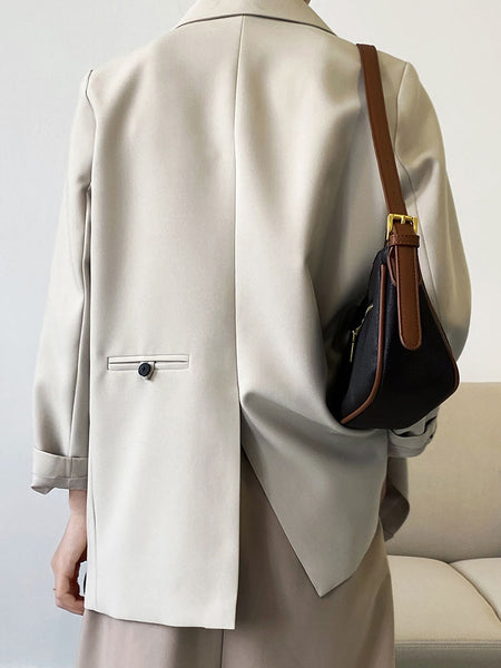 Design Back Split Irregular Double Breasted Autumn Suit Coats Women Elegant Notched Collar Office Lady Work Blazer Jackets