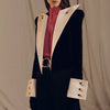 Designer Blazer Women Ladies Large Lapel Gold Buckle Black White Patchwork Velvet Short Suit Women Blazers  Jacket Female