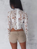Elegant Women Casual Lace Tops Long Sleeve Loose Shirt Ladies Blouse Plus Size