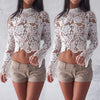 Elegant Women Casual Lace Tops Long Sleeve Loose Shirt Ladies Blouse Plus Size
