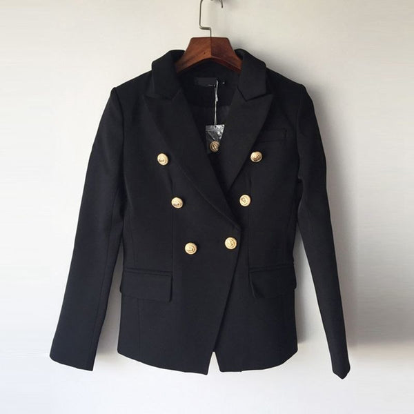 New Fashion 2022 Runway Style Women's Gold Buttons Double Breasted Blazer High Quality Long Sleeve Celebirty Star Outerwear