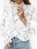 2023 Womens Lace Crochet Flower Blouses Ladies Cotton Casual Loose Long Sleeve Shirts female Hallow Out Tops