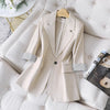 Blazer Coat Female Single-button Korean  Long Sleeve Solid Casual Elegant Professional Office Ladies Coat