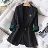 Blazer Coat Female Single-button Korean  Long Sleeve Solid Casual Elegant Professional Office Ladies Coat