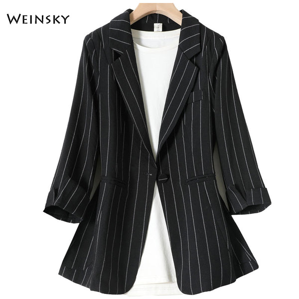 Business Interview Striped Suits Women Work Office Ladies Full Sleeve Spring And Autumn Casual Blazers