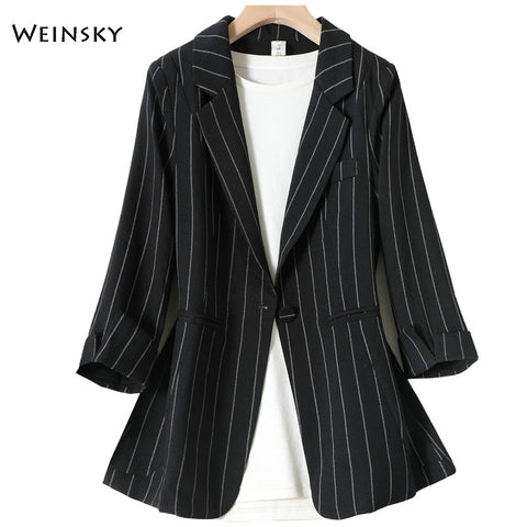 Business Interview Striped Suits Women Work Office Ladies Full Sleeve Spring And Autumn Casual Blazers