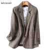 Business Plaid Suits Women Work Office Ladies Long Sleeve Spring And Autumn Blazer