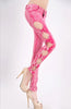 New Fashion Cool Vintage Ladies Sexy Hollow Casual Ripped Denim Jeggings Trouser side bow jeans