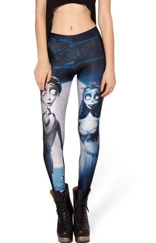 New Fashion Corpse Bride Cartoon Print Leggings Summer Style Slim Casual Gothic Interest Fitness Women Sexy Pants BL-150