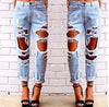 Destroyed Ripped Distressed Loose Denim Pants Women Holed Jeans Trousers Sale