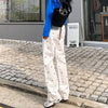Embroidery Denim Jeans For Woman Tall Waist Vintage Cowboy Pants Lady Rice White Straight Trousers Female Bottom