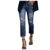 Female trousers Women Trendy Hole Curling Stretch High Waisted Denim Women Pants Full Length Denim Clothes