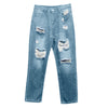 Female trousers Women Trendy Hole Curling Stretch High Waisted Denim Women Pants Full Length Denim Clothes