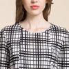 100% Silk Womens Dress O-Neck Sexy Grid Dress Casual Dress for Women