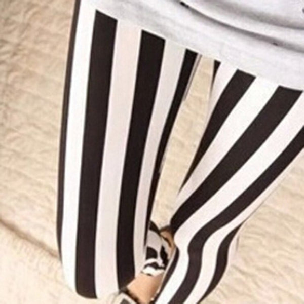 New Fashion Legging Digital Slim Sexy Black White Stripes Leggins Women Leggings Casual Sportwear Floral Printed Legging Female