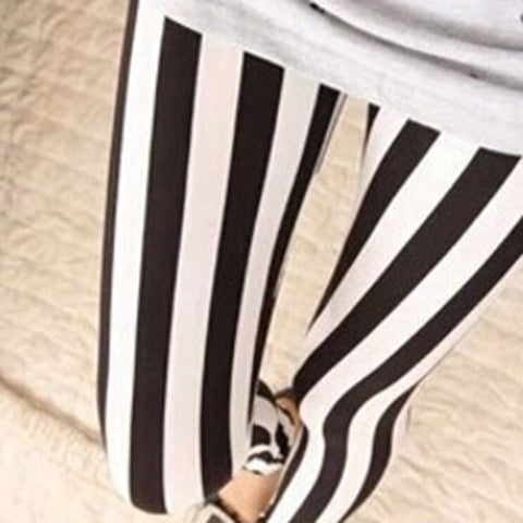 New Fashion Legging Digital Slim Sexy Black White Stripes Leggins Women Leggings Casual Sportwear Floral Printed Legging Female