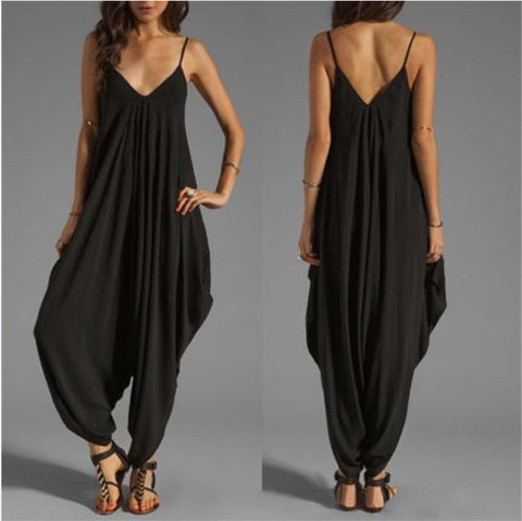 New Fashion Sleeveless Sexy Jumpsuit Women V-Neck Camis Casual Loose Playsuits Women Fashionable Elegant Backless Halen Pants
