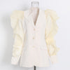 Trend Blazer Female 2023 Spring Autumn Temperament Loose Lapel Long Sleeve Single-breasted Ruffles Coat Women