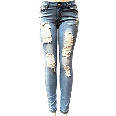 New Fashion Women Baggar Pants Boyfriend Denim Biker Jeans Female Pencil Pants Softener S-XXL Women's Skinny Hole Ripped Jeans