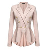 New Fashion Women Blazer Jacket Office Ladies Double Breasted Solid Style Casual Slim Suit Formal Office Frill Coat Outerwear