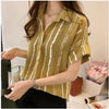 New Fashion Women Blouses 2022 Summer Plus Size Women Tops Striped Chiffon Women Blouse Shirt Blusas Feminias Blouses 0646 40