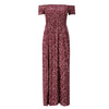 Women Boho Off shoulder High Waist Short Sleeve Maxi Dress Ladeis Summer Floral Beach Casual Long Sundress