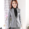 New Fashion Women Jacket Spring New Formal Stand Collar Long Sleeve Black Gray Blazer Office Ladies Plus Size Work Wear