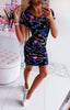 Women Ladies Bodycon Short Sleeve O neck Letter Printed Party Club Summer Short Mini Dress