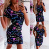 Women Ladies Bodycon Short Sleeve O neck Letter Printed Party Club Summer Short Mini Dress