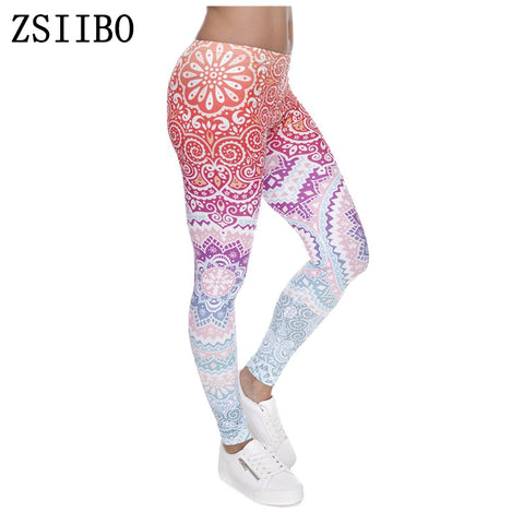 New Fashion Women Leggings Tropical Leaves Printing Blue Fitness Legging Sexy Silm Legins High Waist Stretch Trouser Pants
