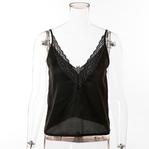 New Fashion Women Tank Top Vest Blouse V Neck Clothes Summer Ladies Sexy Crop Tops Sleeveless Solid Lace T shirts Casual Tee